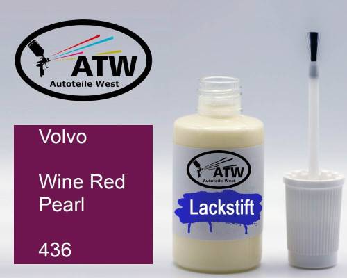 Volvo, Wine Red Pearl, 436: 20ml Lackstift, von ATW Autoteile West.